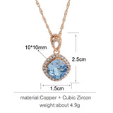 Square Crystal Pendant Necklace for Women