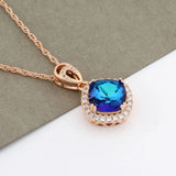 Square Crystal Pendant Necklace for Women