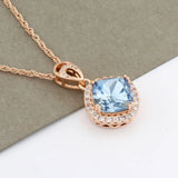 Square Crystal Pendant Necklace for Women