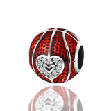 Red Enamel Beads Round Charms Silver Bracelet Women Jewelry