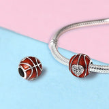 Red Enamel Beads Round Charms Silver Bracelet Women Jewelry