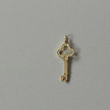 925 Sterling Silver Key Drop Necklace Zircon 14K Charm Wedding Gift