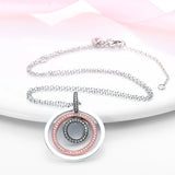 S925 Sterling Silver Ladies Necklace Three Ring Pendant Necklace