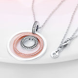 S925 Sterling Silver Ladies Necklace Three Ring Pendant Necklace