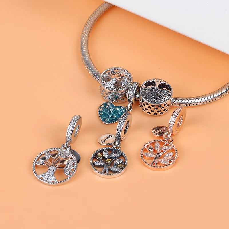 Silver Family Tree Pendant Charm for Bracelet Jewelry Making