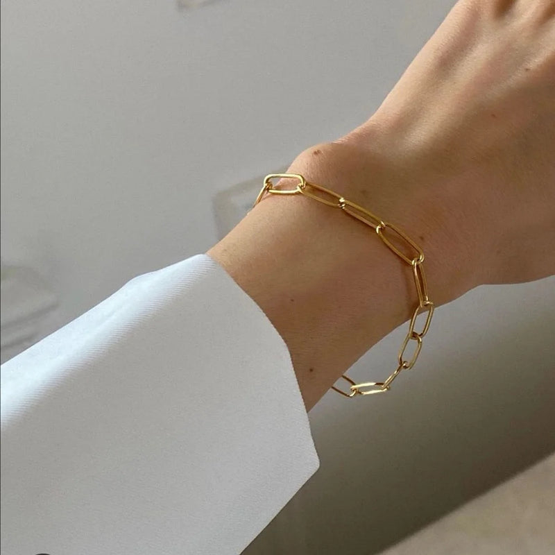 18k Plated Women's Jewelry Set Stainless Steel Chain Bracelets Choker
