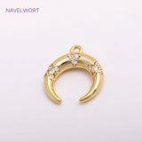 Crescent Moon Charm Zircon Inlaid C Shape Pendant for Earring Making