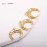 Crescent Moon Charm Zircon Inlaid C Shape Pendant for Earring Making
