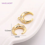 Crescent Moon Charm Zircon Inlaid C Shape Pendant for Earring Making