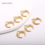 Crescent Moon Charm Zircon Inlaid C Shape Pendant for Earring Making