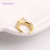 Crescent Moon Charm Zircon Inlaid C Shape Pendant for Earring Making