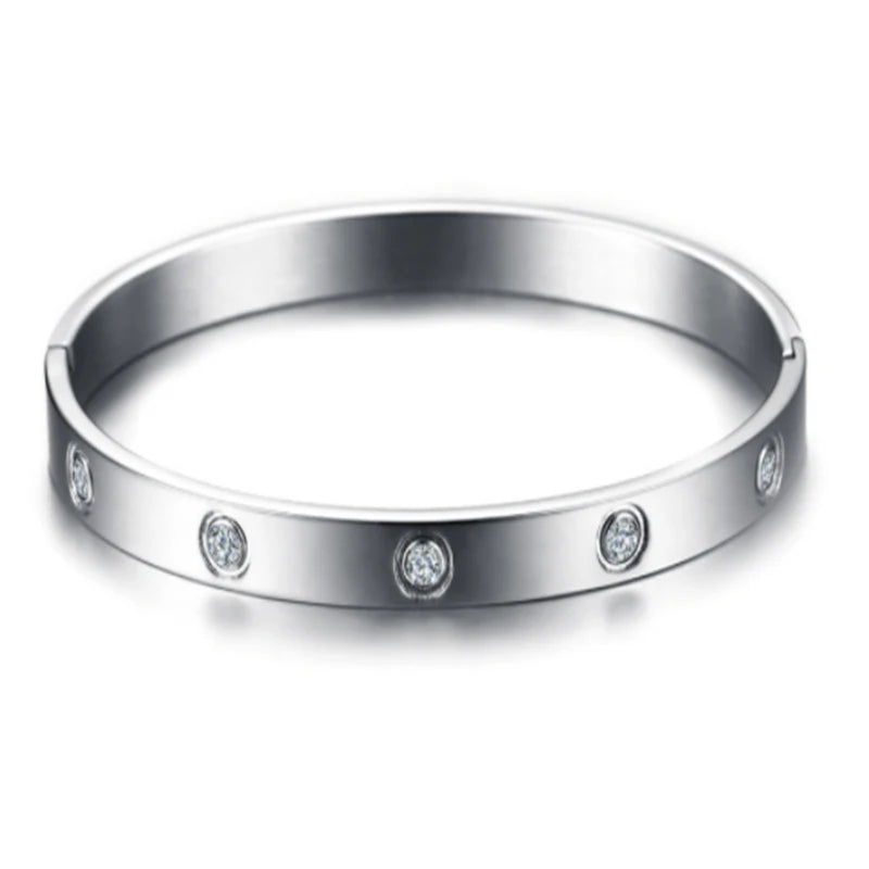 Stainless Steel Rhinestone Bracelet for Women and Men