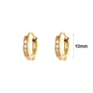 Clear Gemstone Crystal Huggie Hoop Earrings