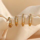 Clear Gemstone Crystal Huggie Hoop Earrings