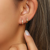 Clear Gemstone Crystal Huggie Hoop Earrings