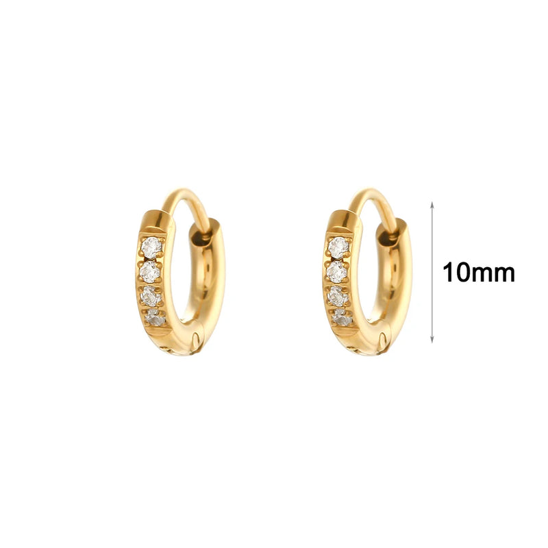 Clear Gemstone Crystal Huggie Hoop Earrings