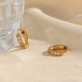 Clear Gemstone Crystal Huggie Hoop Earrings