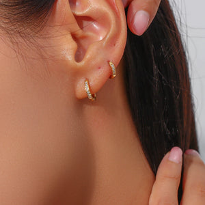 Clear Gemstone Crystal Huggie Hoop Earrings