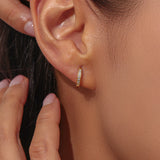 Clear Gemstone Crystal Huggie Hoop Earrings