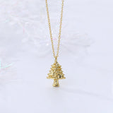 Christmas Tree Pendant Necklace 925 Sterling Silver Jewelry 18K Plated