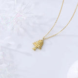 Christmas Tree Pendant Necklace 925 Sterling Silver Jewelry 18K Plated