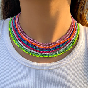 Colorful Metal Choker Necklace Vintage Jewelry