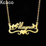 Name Heart Necklace Stainless Steel Personalized Name Butterfly Pendant
