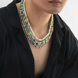 Ethnic Soft Clay Beads Necklace Men Summer Bohemia Surfer Necklace
