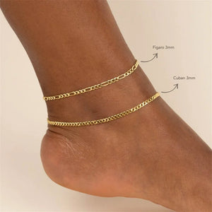 Cuban Link Chain Anklet Women 3mm Width Jewelry Gift