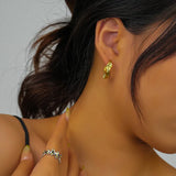 925 Silver Plated Pearl Hoop Earrings Women Drop Stud