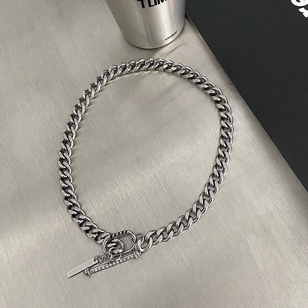 Vintage Zinc Alloy Cuba Chain Necklace for Men