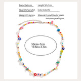 Baroque Simulated Pearls Seed Beads Chain Choker Necklace Flowers Collar