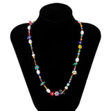 Baroque Simulated Pearls Seed Beads Chain Choker Necklace Flowers Collar