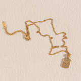 Zircon Eight-Pointed Star Geometry Pendant Necklace 18K Water Wave Chain