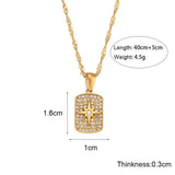 Zircon Eight-Pointed Star Geometry Pendant Necklace 18K Water Wave Chain