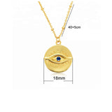 Vintage Coin Evil Eye Pendant Necklace 925 Silver 18K Plated Devil Eye Necklace