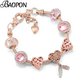 Lobster Clasp Chain Charm Bracelet with DIY Crystal Glass Beads