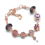 Lobster Clasp Chain Charm Bracelet with DIY Crystal Glass Beads