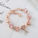 Lobster Clasp Chain Charm Bracelet with DIY Crystal Glass Beads