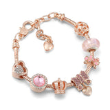 Lobster Clasp Chain Charm Bracelet with DIY Crystal Glass Beads