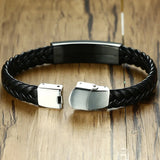 Men's Stainless Steel Leather Rhinestone Bangle Personalized Bracelet