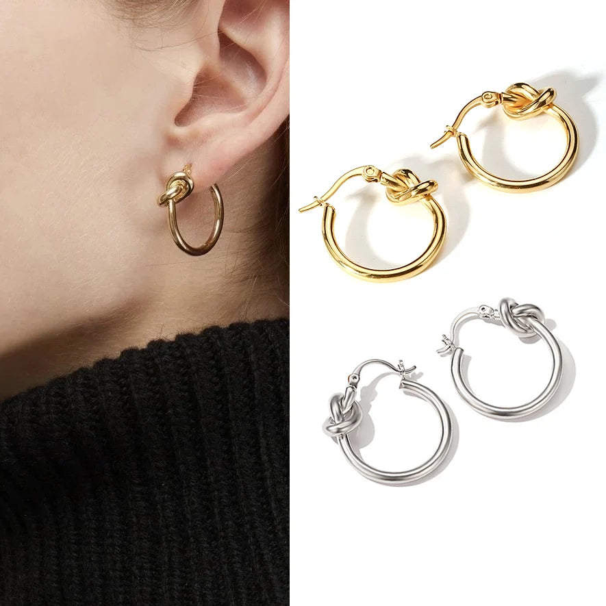 Vintage Knot Circle Earrings Unique Punk Jewelry