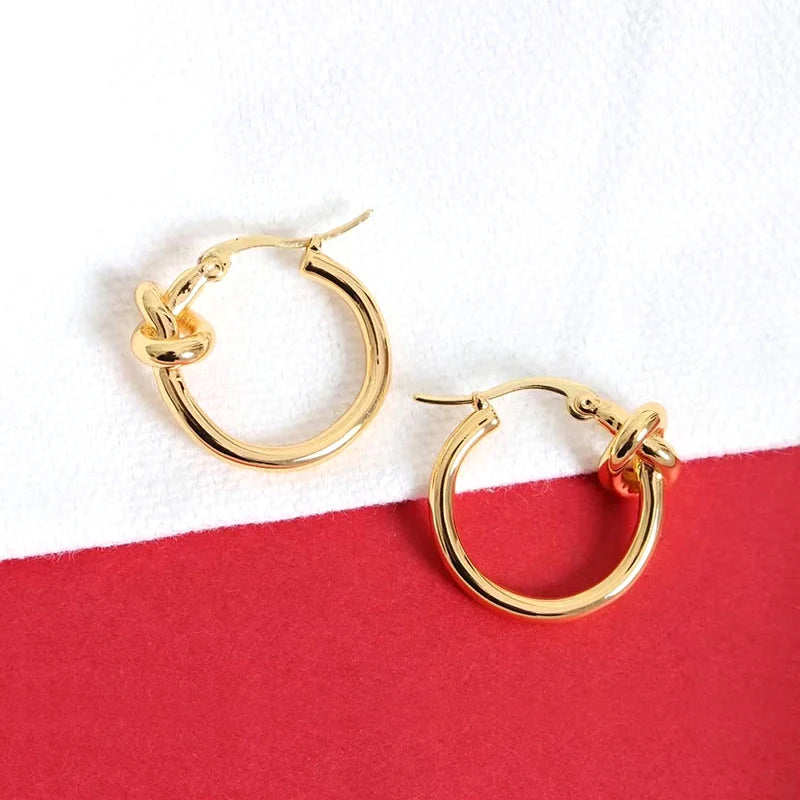 Vintage Knot Circle Earrings Unique Punk Jewelry