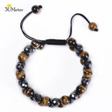 Matte Tiger Eye Stone Bracelet Hematite Beads Magnetic Therapy