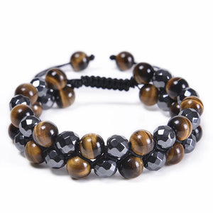 Matte Tiger Eye Stone Bracelet Hematite Beads Magnetic Therapy
