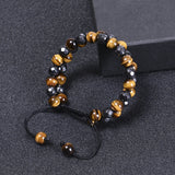 Matte Tiger Eye Stone Bracelet Hematite Beads Magnetic Therapy