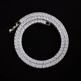 Square 4mm CZ Chain Hip Hop Silver Tennis Necklace for Women