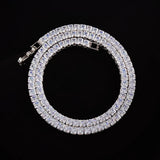 Square 4mm CZ Chain Hip Hop Silver Tennis Necklace for Women