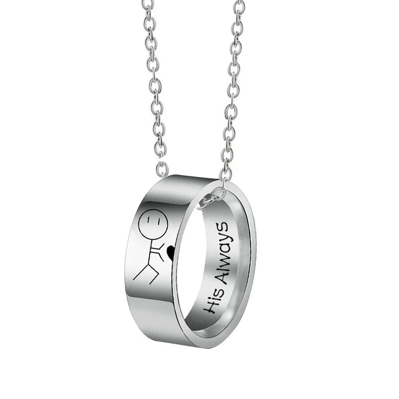 Stainless Steel His Always Her Forever Necklace Set