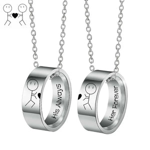 Stainless Steel His Always Her Forever Necklace Set